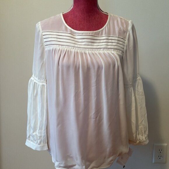 Parker Cheryl Silk Pin-Tuck Blouse size S - Picture 9 of 13